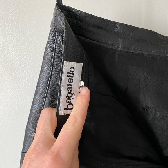 Leather Skirt Black Mini Vintage Real Genuine Leather - Picture 10 of 12